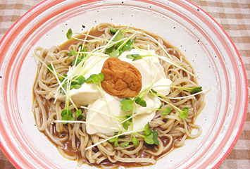 梅豆腐（春～秋限定メニュー）1,100円：群馬県梅を使ったそば、季節限定メニュー